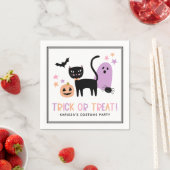 Niedlicher Pastell Halloween Trick oder Treat Name Serviette (Beispiel)