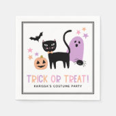 Niedlicher Pastell Halloween Trick oder Treat Name Serviette (Vorderseite)