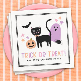 Niedlicher Pastell Halloween Trick oder Treat Name Serviette