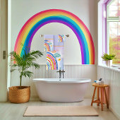 Niedlicher pastellfarbener Regenbogen personalisie Badhandtuch Set