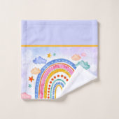 Niedlicher pastellfarbener Regenbogen personalisie Badhandtuch Set (Waschlappen)