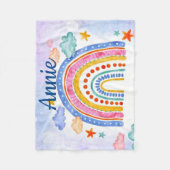 Niedlicher pastellfarbener Regenbogen personalisie Fleecedecke (Vorderseite)