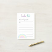 niedlicher, pastellfarbener Regenbogen Post-it Klebezettel (Auf Schreibtisch)