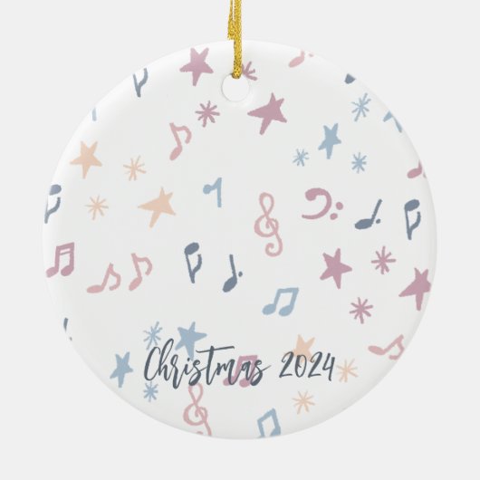 Niedlicher Pastor Weihnachtsgel Custom Year Keramik Ornament (Hinten)