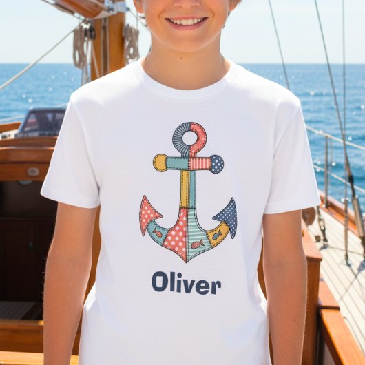 Niedlicher Patchwork-Anker Tri-Blend Shirt