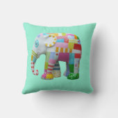 Niedlicher Patchwork-Elefant Retro-whimsical Kissen (Rückseite)