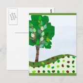 Niedlicher Patchwork Tree und Grüne Hügel Postkarte (Vorne/Hinten)