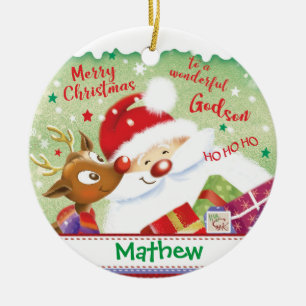 Niedlicher Patensohn, Sankt, Rotwild u. Geschenke, Keramik Ornament