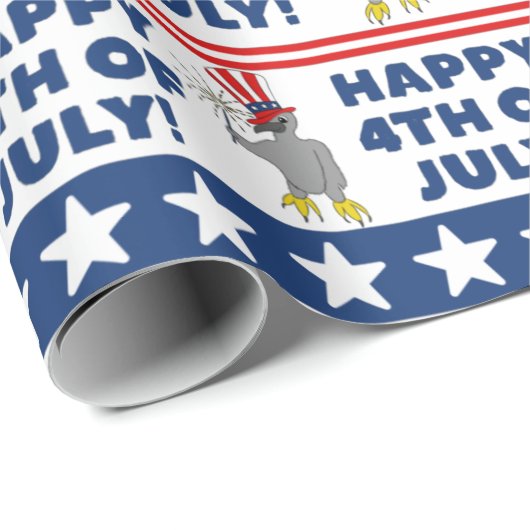 Niedlicher Patriotic Eaglet Happy 4. Juli Geschenkpapier (Rolleneckpunkt)