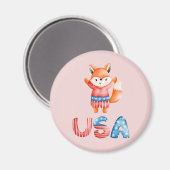 Niedlicher Patriotic Fox Magnet (Vorderseite/Rückseite)
