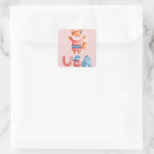 Niedlicher Patriotic Fox Quadratischer Aufkleber (Tasche)
