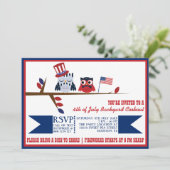 Niedlicher Patriotic Owls Amerikanische Unabhängig Einladung (Stehend Vorderseite)