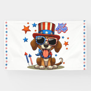 Niedlicher, patriotischer 4. Juli Hund/Welpe Banner