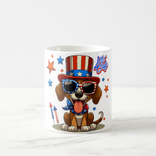 Niedlicher, patriotischer 4. Juli Hund/Welpe Kaffeetasse