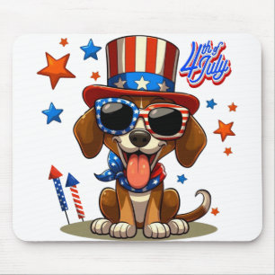 Niedlicher, patriotischer 4. Juli Hund/Welpe Mousepad