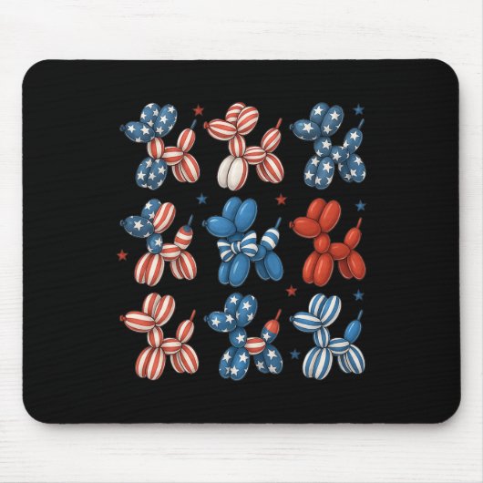 Niedlicher Patriotischer Ballon Hund 4. Juli Ameri Mousepad (Vorne)