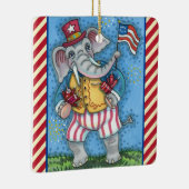 NIEDLICHER PATRIOTISCHER ELEFANG WAVING AMERIKANIS KERAMIKORNAMENT (Rechts)