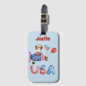 Niedlicher Patriotischer Hirsch Personalisiert Gepäckanhänger (Vorderseite Vertikal)