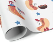 Niedlicher Patriotischer Hot Dog 4. Juli Geschenkpapier (Rolleneckpunkt)