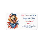 Niedlicher Patriotischer Hund 4. Juli Rücksendeadr Adressaufkleber (Vorne)