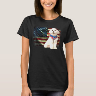 Niedlicher Patriotischer Malteser Fahne Hunde Männ T-Shirt