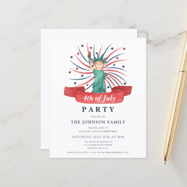 Niedlicher Patriotischer Rot Weiß und Blau 4. Juli (Vorderseite/Rückseite Beispiel)