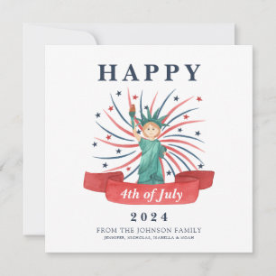 Niedlicher Patriotischer Rot Weiß und Blau 4. Juli Feiertagskarte