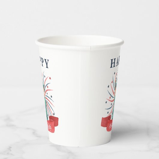 Niedlicher Patriotischer Rot Weiß und Blau 4. Juli Pappbecher (Rechts)