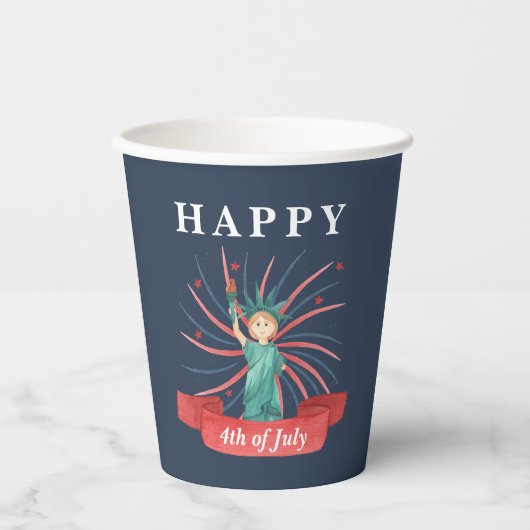 Niedlicher Patriotischer Rot Weiß und Blau 4. Juli Pappbecher (Vorderseite)