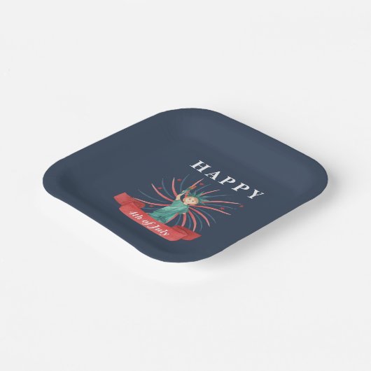 Niedlicher Patriotischer Rot Weiß und Blau 4. Juli Pappteller (Gewinkelt)