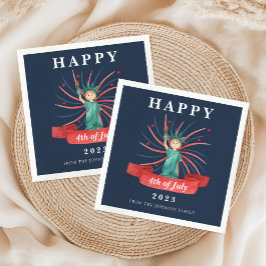 Niedlicher Patriotischer Rot Weiß und Blau 4. Juli Serviette