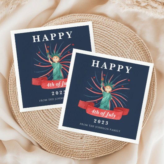 Niedlicher Patriotischer Rot Weiß und Blau 4. Juli Serviette