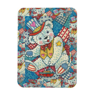 NIEDLICHER PATRIOTISCHER TEDDY BAR, BOOT & PATCHWO MAGNET
