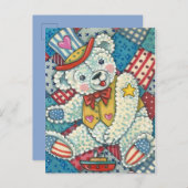 NIEDLICHER PATRIOTISCHER TEDDY BAR, BOOT & PATCHWO POSTKARTE (Vorne/Hinten)