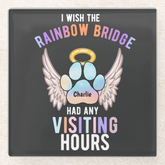 Niedlicher Päw-Hunde-Katze-Memorial Wings Glasuntersetzer (Vorderseite)