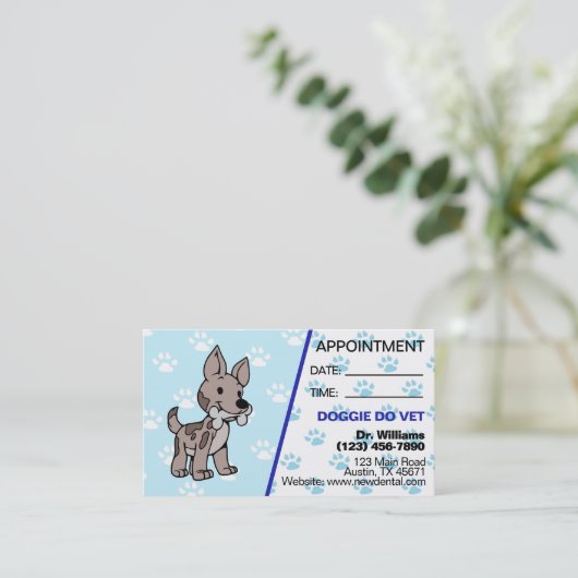 Niedlicher Paw Print Veterinary Appointing Card Visitenkarte (Stehend Vorderseite)