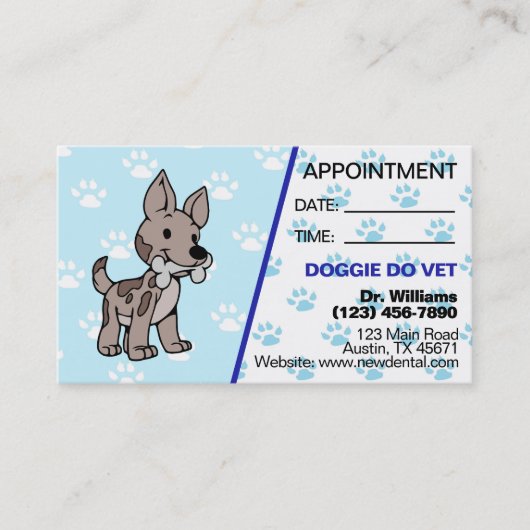 Niedlicher Paw Print Veterinary Appointing Card Visitenkarte (Vorderseite)