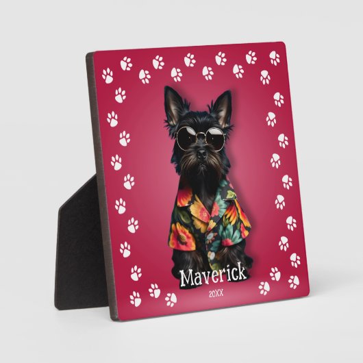 Niedlicher Pawprint Border Schnauzer Pet Fotoplatte (Vorderseite)