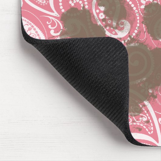 Niedlicher Pawprint in Rosa Paisley Mousepad (Ecke)