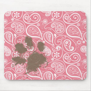 Niedlicher Pawprint in Rosa Paisley Mousepad
