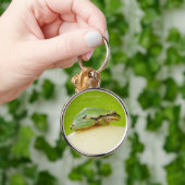 Niedlicher Pazifischer Baumfrosch auf Sommerpferd Schlüsselanhänger (Hand)