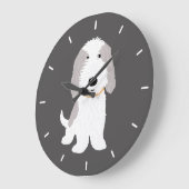 Niedlicher PBGV Grauer und weißer Cartoon Haustier Große Wanduhr (Winkel)