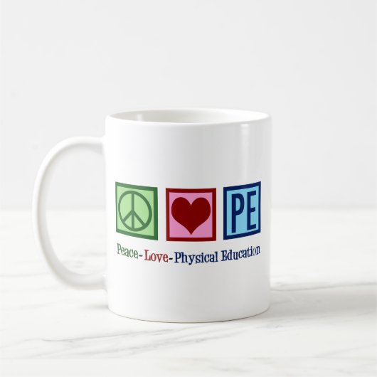 Niedlicher PE-Lehrer Friedens-Liebe Physische Bild Kaffeetasse (Links)