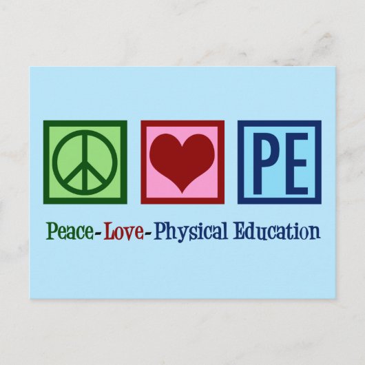 Niedlicher PE-Lehrer Friedens-Liebe Physische Bild Postkarte (Vorderseite)