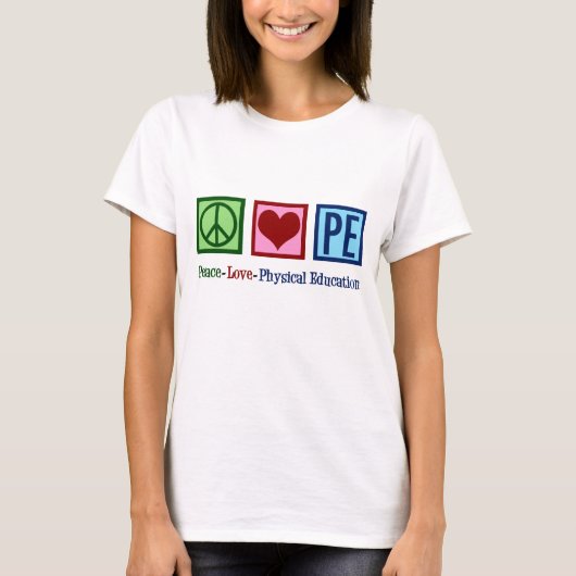 Niedlicher PE-Lehrer Friedens-Liebe Physische Bild T-Shirt (Vorderseite)