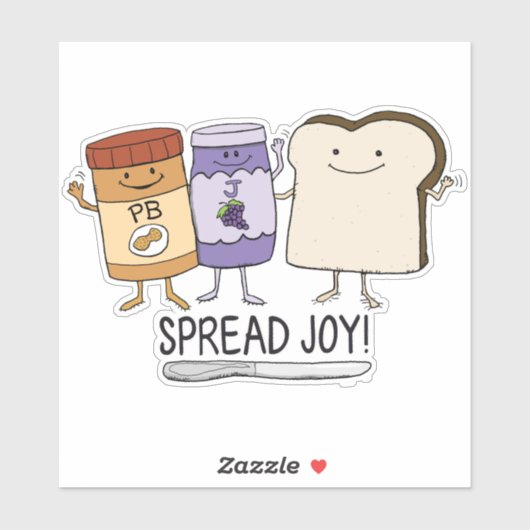Niedlicher Peanut Butter & Jelly & Brot Spread Joy Aufkleber (Blatt)
