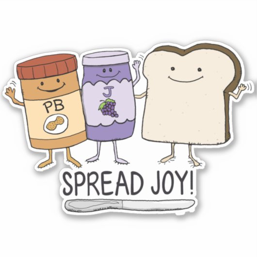 Niedlicher Peanut Butter & Jelly & Brot Spread Joy Aufkleber (Vorderseite)