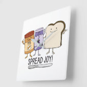 Niedlicher Peanut Butter & Jelly & Brot Spread Joy Quadratische Wanduhr (Winkel)