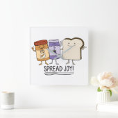 Niedlicher Peanut Butter & Jelly & Brot Spread Joy Quadratische Wanduhr (Zuhause)