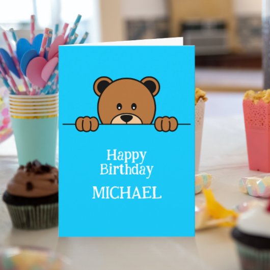 Niedlicher Peep Bär | Einfaches Blue-Cartoon Karte